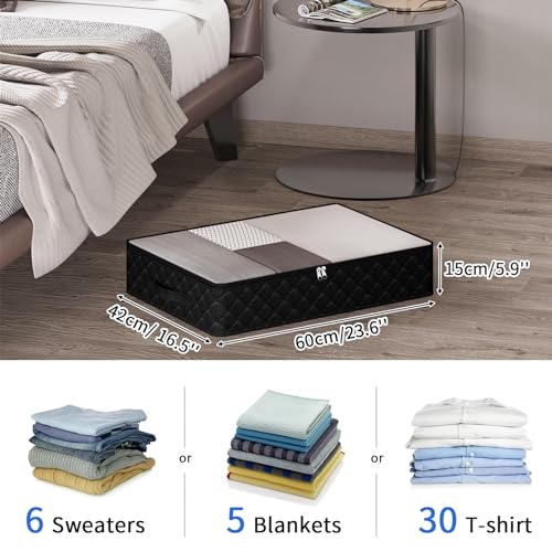 Fixwal Black Underbed Storage Bags with Clear Window and 2 Reinforced Handles Under Bed Storage Containers for Clothing, Bedding, Comforter (4 Pack) - size: 23.6 inches x 16.5 inches x 5.9 inches (Pack of 2), style: 2pcs