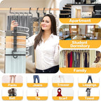 Pants Hangers Space Saving - 4 PCS Closet Organizer and Storage Jean Hangers, Stainless Steel Anti-Slip Clothes Hanger Scarf Holder Pants for Jeans Leggings Trousers Rack for Back to School, Black - size: 4