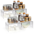 Acrylic Kitchen Cabinet Organizer Shelf, Spice Rack, Plate and Cupboard Storage Riser, Versatile Pantry Shelf, Durable Clear Countertop Organizer for Home and Kitchen(4 PCS) - size: 4 PCS