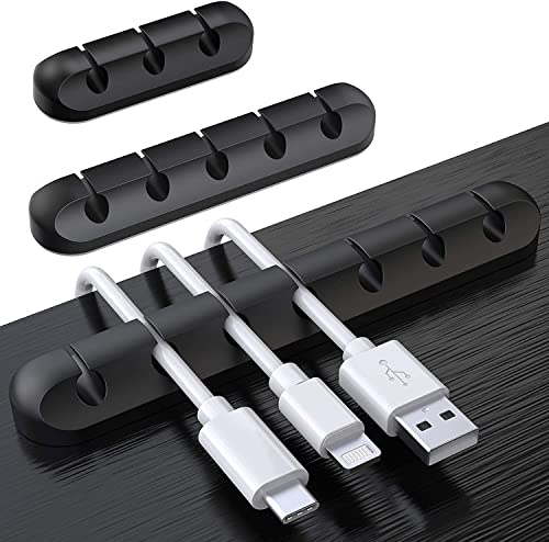 SOULWIT Cable Holder Clips, 3-Pack Cable Management Cord Organizer Clips Silicone Self Adhesive for Desktop USB Charging Cable Nightstand Power Cord Mouse Cable Wire PC Office Home - color: 357-Slot-Black, size: 753-Slot