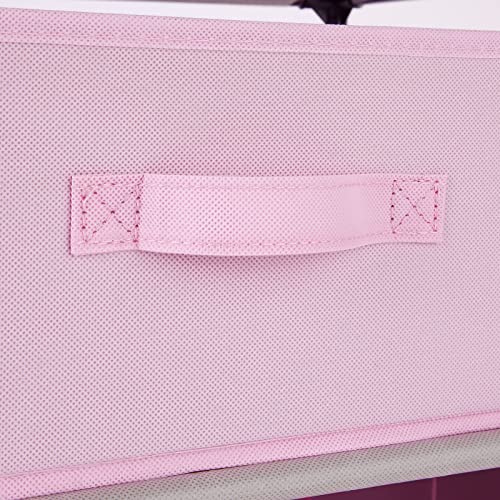 Juvale 4-Tier Dresser for Bedroom - 16.5 x 13 x 33 in, Pink, Modern - Closet Dresser with 4 Fabric Drawers for Clothes & Bedroom Storage - color: Pink