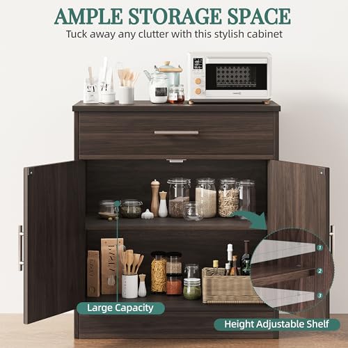 Shintenchi Farmhouse Storage Cabinets with Doors and Shelves,Kitchen Barn Door Storage Cabinet with Drawers,Coffee Bar Cabinet Buffest Sideboard for Dining Living Room,Bathroom,Entryway,Dark Brown - color: Dark Brown, size: 28.3"L
