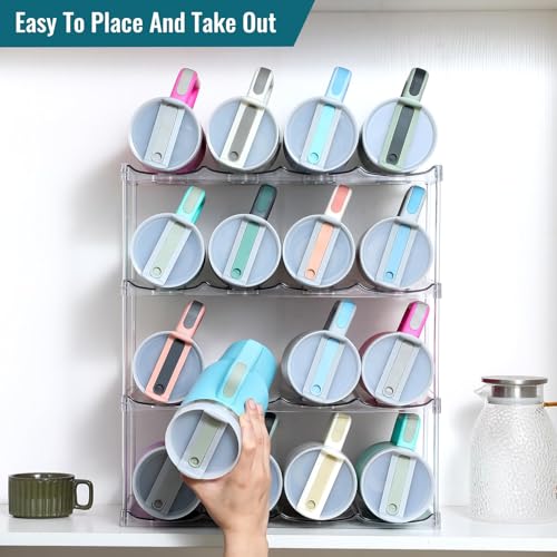 Design for Stanley 40 OZ & Large Bottles & Tumblers with Handle - Acrylic Water Bottle Organizer - Stackable Clear Wine Rack Cup Holder for Home Kitchen Pantry Shelf Countertop Cabinet, 4 Tier Hold 16 - size: 4 Tier for 16