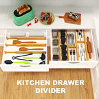 ANTOWIN Bamboo Drawer Dividers, Expandable Drawer Separators Splitter, 17-22 inches Adjustable Spring-loaded Organizer for Large Utensil, Clothes, Tools Drawers, 6 Pack Dividers + 4 Pack Baffle - color: Yellow