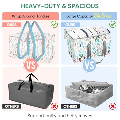 BALEINE 2-Pack Oversized Moving Bags with Reinforced Handles, Heavy-Duty Storage Tote for Clothes, Moving Supplies (Mosaic, 2-Pack) - color: Mosaic, size: 2-Pack