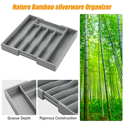 Kitchen Silverware Drawer Organizer and Storage Best Grandpa Grandfather Elder Men Father Day Grandparents Great Papaw Peepaw Grampy Pawpaw Granddad Happy Birthday Christmas Xmas Unique Cool Gifts - color: Gray, size: 7 Slots Expandable-2PC