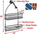 Simple Houseware Bathroom Hanging Shower Head Caddy Organizer, Black - color: Black, size: Large