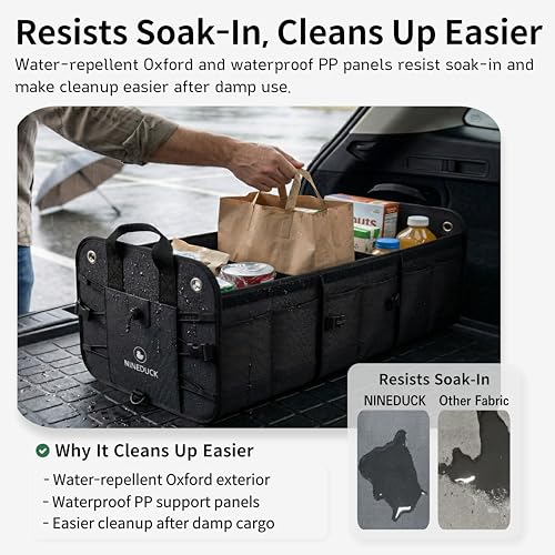 1680D Trunk Organizer with Lid, Extra-Large 114L Collapsible Cargo Organizer for SUVs, Trucks & Large Cargo Areas, Rigid PP Panels, 800D x 800D Weave, Water-Repellent, Anti-Sag Design