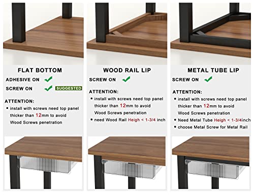Under Desk Drawers for Organization, Pull Slide out Drawer Underneath Table With Lip, Attachable Under Shelf Pencil Drawer, Clear Light Black