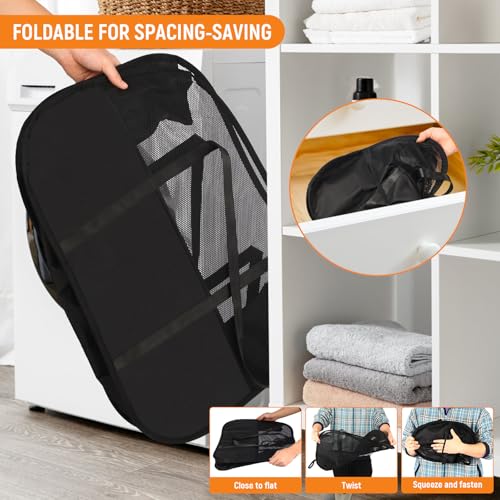 Collapsible Laundry Baskets with Easy Carry Handles, 95L Clothes Hamper for Storage, Foldable Laundry Basket Tear-proof, Large Pop Up Hampers for Laundry, Bedroom, Bathroom, Dorm Black - style: Black