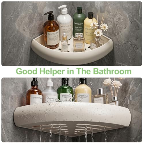 Shower Caddy Hanging, Never Rust Shower Organizer Hanging, Aluminum Shower Racks for Inside Shower with Hooks for Razor, Bathroom Organizers and Storage with Soap Holder, White