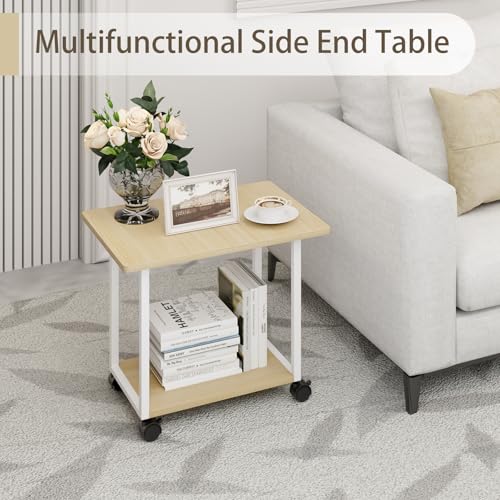 MARTY 22"x15.75" Large Under Desk Printer Stand with Storage Shelf 2-Tier Rolling Printer Cart with Wheels Printer Table for Home Office Heavy Duty Storage Rack for Scanner Fax Machine, Maple - color: Maple