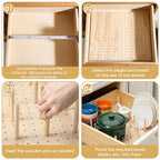 4 Pcs Pegboard Drawer Organizer with 48 Pegs, 20.98x5.91 Inch Wooden Peg Board Kitchen Plate Organizer for Drawer Pegboard Storage Rack with Adjustable Peg for Tableware, Plate, Bowl, Cookware