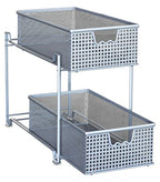 DecoBrothers 2 Tier Bathroom Storage Organizer with Pull-Out Drawer, Silver - color: Silver