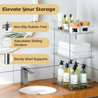 incostar 3 Tier Under Sink Organizer and Storage - Multi-Purpose Stackable Pantry Organizer with Pull-Out Clear Bins and Movable Dividers for Kitchen and Bathroom Cabinet - style: 1 Pack 3Tier