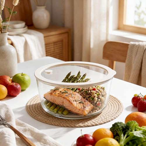 Urban Green Glass Food Container Set with Glass Lid, 3 Pack, Meal Prep Containers with Silicone Airtight Lid, 1 Large Glass Salad Bowl, 2 small dressing containers,Leakproof, 100% Plastic Free - color: White Sand - 3RD