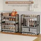 8-Tier Tall Shoe Rack, Stackable Zero-Wobble Metal Frame with Screw-Fastened Joints, 11.8" Deep Heel-Friendly Non-Woven Shelves, Space-Saving Shoe Tower for Closet Entryway Bedroom - size: 8-Tier