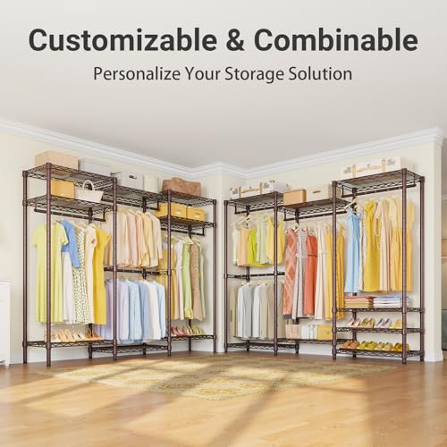 VIPEK V5 Portable Closet Wardrobe Heavy Duty Clothes Rack Metal Freestanding Clothing Racks, Adjustable Custom Closet Racks with 4 Hanging Rods & 8 Shelves, 68.9" Lx15.7 Wx76.4 H, Bronze - color: Bronze, size: V5 Standard