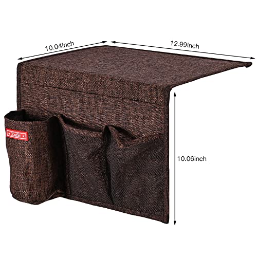Zafit Linen 4 Pockets Bedside Caddy, Bedside Storage Organizer for Magazine, Remotes, Phone (Coffee) - color: Coffee, size: 4 Pockets