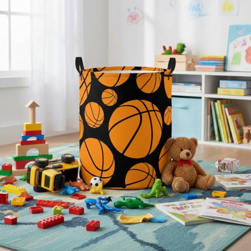 Baby Laundry Basket Baby Nursery Hamper Kids Laundry Basket Toy Storage Bin for Boys Room Decor Gift Baskets for Bedroom Bathroom(Basketball) - color: Basketball