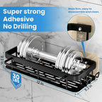 2-Pack Adhesive Shower Caddy – Rustproof Aluminum Black Shower Shelves with Towel Bars & Hooks, No Drill Bathroom Organizers and Storage, Anti-Tip Shower Organizer for Inside Shower - size: 2-Pack