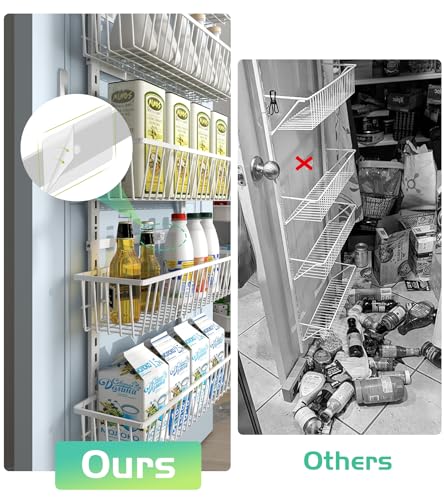 Mefirt White 12 Inch Wide Narrow Over The Door Pantry Organizer, Pantry Organization and Storage, 8-Tier Metal Hanging Deep Basket Wall Spice Rack Seasoning Shelves, Home & Kitchen Essentials - color: White, size: 8-Tier (12"W)