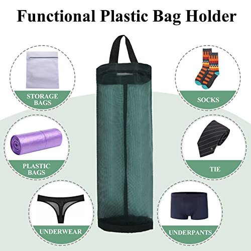 TOGETRUE Plastic Bag Holder, Mesh Grocery Bag Holder Hanging Storage Bag Dispenser (Dark Green 2 Packs) - color: Dark Green 2 Packs