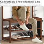 AMBIRD Hall Tree with bench and shoe storage, Entryway Bench with shoe storage, 6-in-1 Coat Rack with Cloth Bag and 12 Coat Hooks, Sturdy Bamboo Frame, Brown 31 * 15 * 70 Inches - style: Classic, 31.5'' L