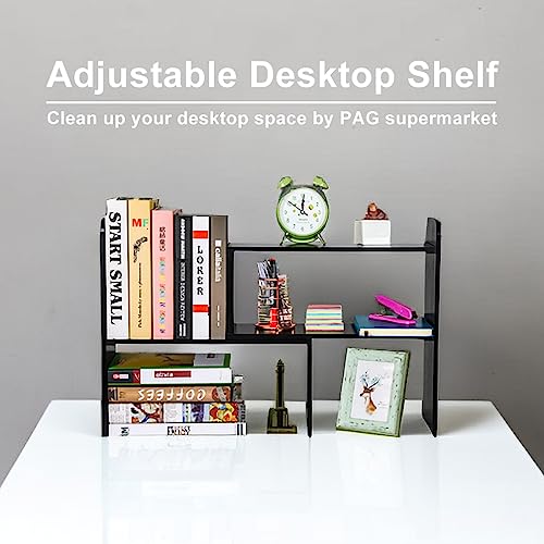 PAG Desk Organizer Desktop Shelf Adjustable Countertop Bookshelf Small Table Shelves Book Organizer Office Organization for Desk, Black - color: Black, size: Style 1
