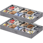 Lifewit Under Bed Shoe Storage Organizer Fits 10 Pair Sneakers, 4.3 Inches Tall Sturdy Structure Ultra Thick Fabic Sneaker Storage, Foldable Underbed Shoe Boxes for Heels, Boots, Sports Shoes 2 Pack - size: Large, Extra Large