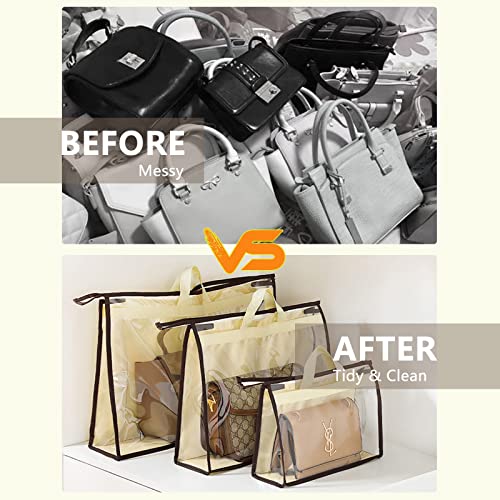 CINPIUK Clear Handbag Storage Bags Purse Organizer for Closet, Zipper Hanging Storage Bag for Handbags, XL, 4PCS - color: Beige, size: XL-4PCS