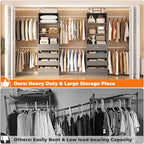 Aheaplus Closet System Set of 2, 4-9Ft Wood Closet Organizer with Drawers & Shelves, Closet Organizer System with 8 Hanging Rods, Walk-in Closets Organizer Wardrobe Closet Rack, Grey - color: Grey-2Sets