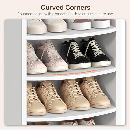 YATINEY 9-Tier Tall Shoe Rack, Wooden Shoe Storage Organizer, Narrow Shoe Cabinet with Removable Shelves for Small Spaces, Holds 18 Pairs of Shoes, for Entrance, Hallway, White SS22WT - color: White, size: 18.9"L x 13.4"W x 65.7"H