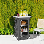 Giantex Folding Camping Storage Cabinet with 3 Shelves and Carry Bag, Portable Outdoor Organizer Kitchen Table, Quick Set-up for BBQ, Picnic, Backyard, Compact Pop-Up Cupboard, 35''H - size: 35''H