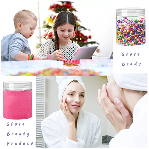 20 Pack 4oz Clear Plastic Jars with Lids,115ml Wide-Mouth Refillable Storage Containers,Empty Round Containers for Candy,Beads,Lotion,Slime Making and Food Storage