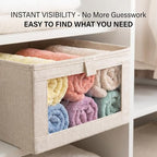 6 Pack Linen Closet Organizers and Storage, Foldable Closet Storage Bins with Clear Window, Fabric Closet Organizers for Shelves, Bedroom, Living Room - Organize Clothes, Jeans, Toys, Blankets