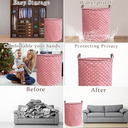 Waterproof Laundry Hamper Collapsible Laundry Basket Leather Handle Laundry Bag Large Clothes Storage Toy Organization for Bathroom Bedroom Laundryroom College Dorms (97-Satisfied laundry hampers) - color: 97-Satisfied laundry hampers
