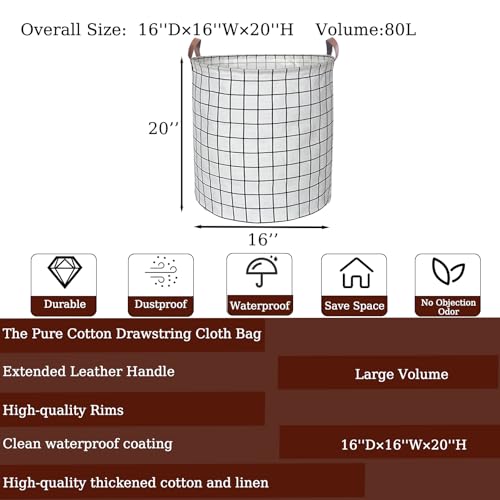 Waterproof Laundry Hamper Collapsible Laundry Basket Leather Handle Laundry Bag Large Clothes Storage Toy Organization for Bathroom Bedroom Laundryroom College Dorms (Laundry Basket-003) - color: Laundry Basket-003