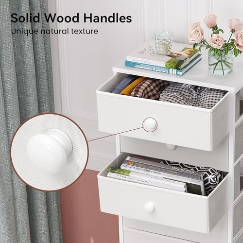 Crestlive Products Tall Dresser, 8-Drawer Fabirc Storage Tower, Chests of Drawers - Vertical Organizer Unit for Bedroom, Hallway, Entryway, Nursery, Closets - Steel Frame, Wood Top & Handles (White) - color: White, style: Narrow-8 Drawers