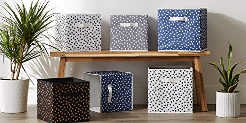 DII Non Woven Polyester Storage Bin, Polka Dot, French Blue & White, Small Set of 4 - color: French Blue & White, size: Small Set of 4, 11x11x11" Cube