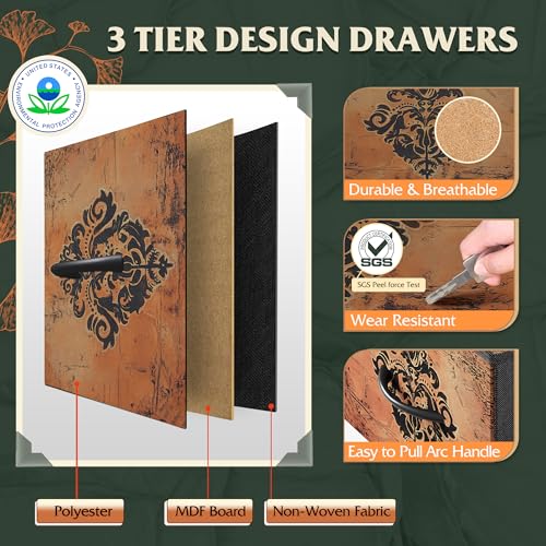 WLIVE Fabric Dresser, 5-Drawer Tall Dressers for Bedroom, Storage Dresser Organizer with Fabric Bins, Wood Top, Sturdy Steel Frame, Chest of Drawers for Closet, Hallway, Pattern - color: Pattern