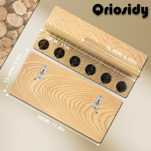 Key Holder Wall Decor-11.8" Solid Ash Wood Entryway Organizer with 6 Hooks & Extra Deep Storage Rack for Key, Mail, Wallet, Leash, Glasses, Hand-Polished & Stained, Easy-Assembly - color: Natural