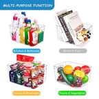 Clear Plastic Storage Bins-8 Pcs Pantry Organizers and Storage Containers with 4 Large (11"x8"x6") and 4 Small Snack Containers, Home Organization for Bathroom, Kitchen, Closet and Office - size: 4 Large & 4 Small