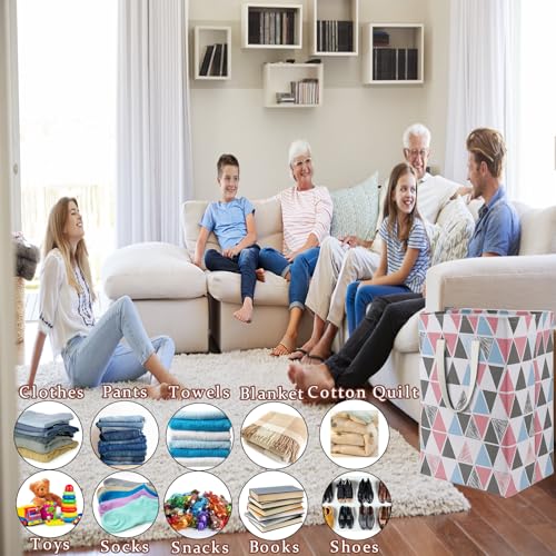 75L Waterproof Laundry Hamper Collapsible Laundry Basket Cotton Handle Laundry Bag Large Clothes Storage Toy Organization for Bathroom Bedroom Laundryroom College Dorms - color: Caisanjiao-004