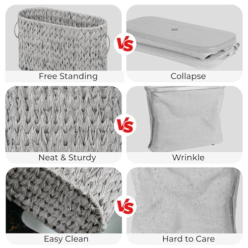 GRANNY SAYS Toilet Paper Storage, Toilet Paper Basket for Bathroom, 6 Mega Rolls Organizer Free Standing, Wicker Basket for Bathroom Storage, Grey - color: Grey, size: 15¾"L x 6½" Wx 9½"H (No Lid)