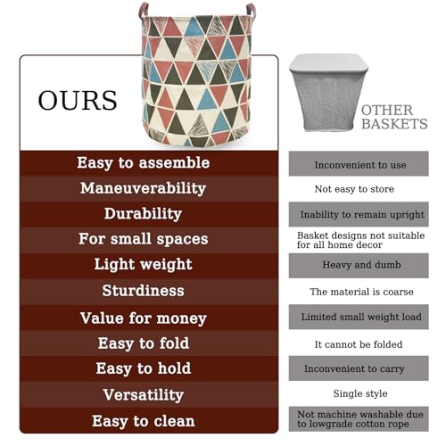 Waterproof Laundry Hamper Collapsible Laundry Basket Leather Handle Laundry Bag Large Clothes Storage Toy Organization for Bathroom Bedroom Laundryroom College Dorms (Caisanjiao-002) - color: Caisanjiao-002