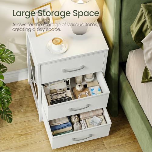 CHOEZON Stackable Storage Drawers for Closet, 3 Drawer Dresser with Wooden Top, Fabric Clothes Organizers with Metal Handles, Closet Organizer with 3 Drawers for Bedroom, Living Room, White TCW31WB - size: 11.8"D x 15.7"W x 23"H (3 Drawers)