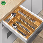 guiogc Kitchen Bamboo Silverware Drawer Organizer，Silverware Organizer and Cutlery Tray with Grooved Drawer Dividers for Silverware, Knives in Kitchen, Bedroom (5 Slot-Natural) - size: 5 Slot