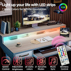 TIQLAB Standing Desk with Two Drawers, Stand Up Standing Desk Adjustable Height, Electric Sit Stand Table with Storage Shelf and Splice Board, with LED Light, 47 * 28 inch, Light Walnut - color: Light Walnut, size: 47*28 inch with keyboard tray
