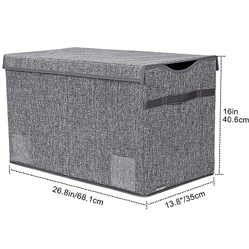 YOLOXO Toy Box Chest, Collapsible Sturdy Storage Bins with Lids, Extra Large Kids Toy Storage Organizer Boxes Bins Baskets for Kids, Boys, Girls, Nursery Room, Playroom, Closet (Linen Gray) - color: Linen Gray